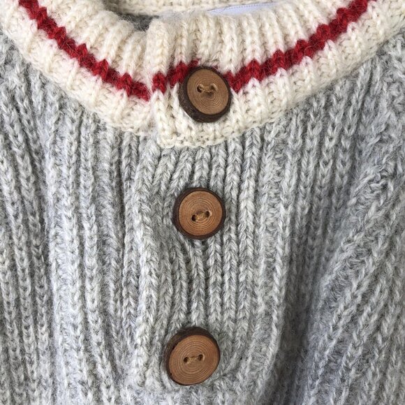 Northern Watters Knitwear Sweater Kids XS Gray Wool Henley Chunky Knit Canada - Picture 10 of 16